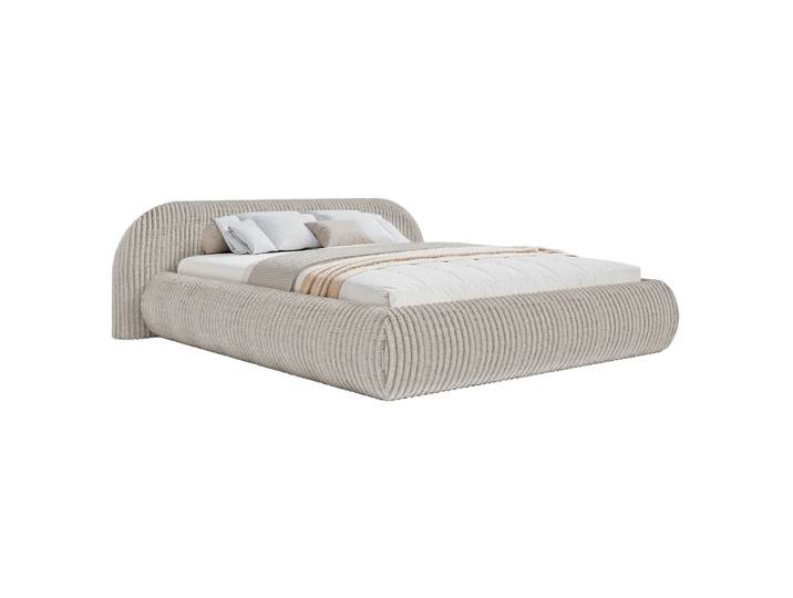 Polsterbett 140x200 cm Shels Low in grau-beige, dicker Cordstoff