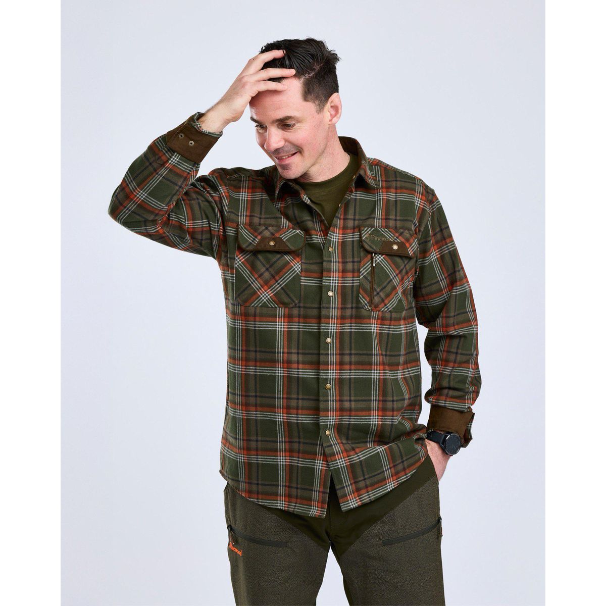 Pinewood Prestwick Exclusive Shirt green/burned orange (766) M 6-94280766006