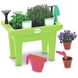BURI Kinder-Hochbeet mit Gartenwerkzeug Frühbeet Pflanzkasten Kräuterbeet Gemüsebeet