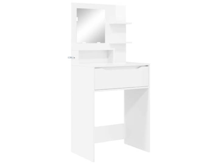 Schminktisch, weiß, für Schlafzimmer, moderner Schminktisch Holzwerkstoff, kugelgelagerte Schubladen, minimalistisches rechteckiges Design, Kosmetikaufbewahrung, 2-Personen-Baugruppe