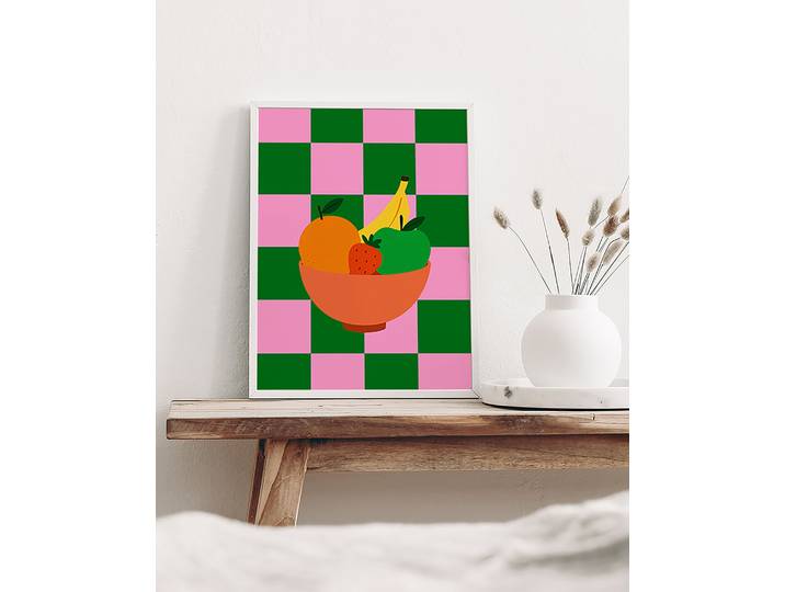Tableau déco Fruit & Fun Cadre : hêtre massif verni Revêtement : verre acrylique Multicolore 32 x 42cm