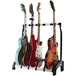 K&M 5-fach E-Gitarrenständer "Guardian 5" (Bass, E-Gitarre, Gitarre), Instrumentenständer + Halter, Schwarz