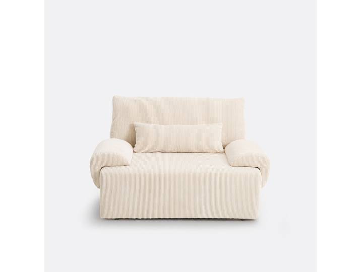LA REDOUTE Canapé convertible avec coffre, 2 places, velours côtelé moyennes côtes,MAONA Beige Ecru