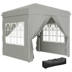 Outsunny 2,5 x 2,5 m Pop-up-Pavillon mit Seitenwänden und Tragetasche, UPF50+ höhenverstellbares Gartenzelt, Hellgrau