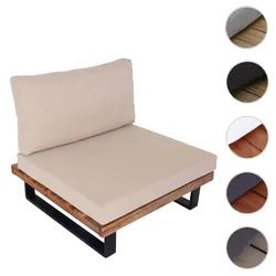 Lounge-Sessel HWC-H54, Garten-Sessel, Spun Poly Akazie Holz FSC®-zertifiziert Aluminium ~ hellbraun, Polster beige