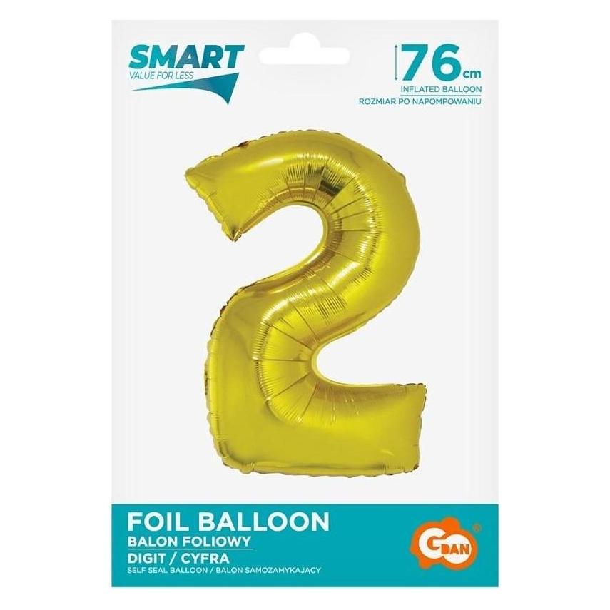 GoDan Nummer 2 goldener Smart-Folienballon, 76 cm (1x) (47033650)