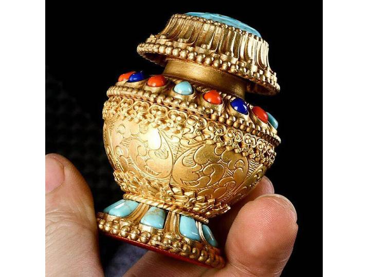Vase de richesse, fournitures bouddhistes de 6.2cm, artefact porte-bonheur, bouteille de trésor en cuivre, artisanat