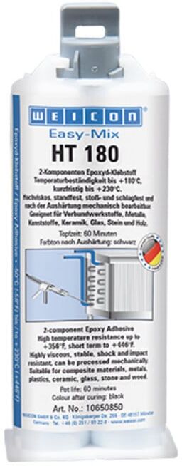 WEICON Easy-Mix HT 180, Epoxid-Klebstoff hochtemperaturbeständig bis 180°C, 50 ml, schwarz (10650850)