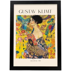 POSTER Dame Mit Fan A3 Schwarzer Rahmen