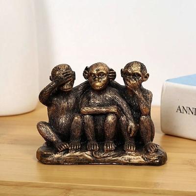 Drei weise Affen, Harzfigur, Feng-Shui-Dekor, „Nichts Böses sehen, nichts Böses hören, nichts Böses sagen", Statue für die Tischdekoration im Homeoffice