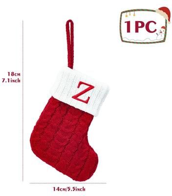 Uplift Treasures Personalized Christmas Knit Stocking With Snowflake Design z