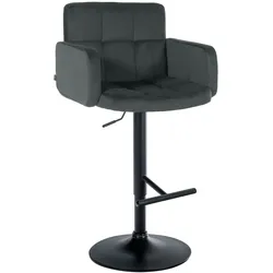 CLP Barhocker Los Angeles Samt schwarz   Farbe: dunkelgrau, Gestell Farbe: schwarz