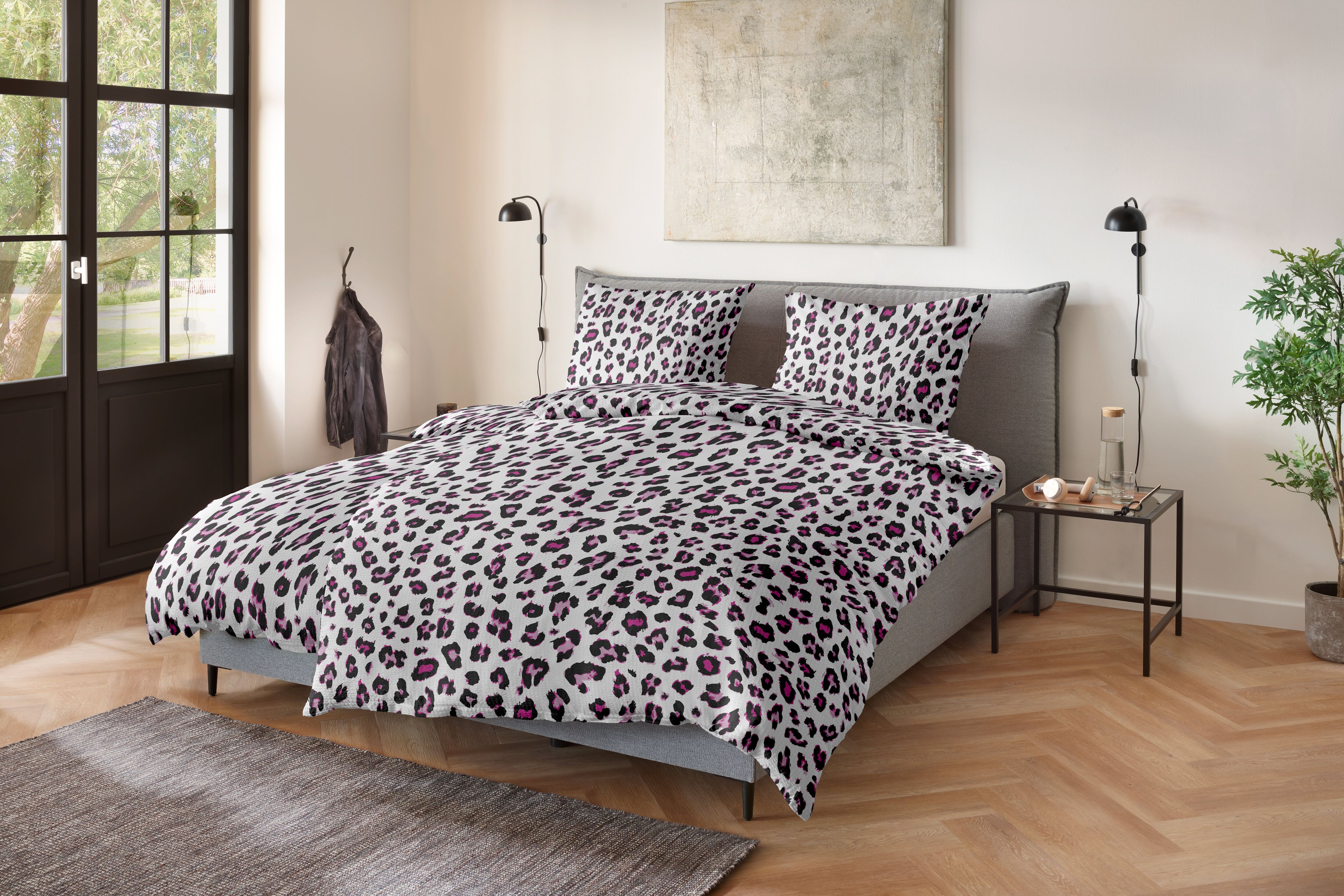 Bettwäsche PRIMERA "Soft-Seersucker-Bettwäsche Serval", grau, B/L: 155cm x 220cm, 1 Stk., 1 Stk., Soft-Seersucker, B/L: 80cm x 80cm, 2, Soft-Seersucker, Obermaterial: 100% Baumwolle, Bettwäsche, Bettwäsche