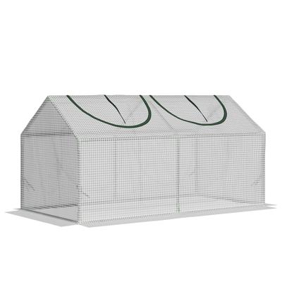 MODFU Foliengewächshaus Mini Treibhaus 120x60x60 cm Weiß mit aufrollbaren Fenstern, UV beständige PE Abdeckung, stabiler Stahlrahmen