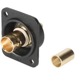 HICON BNC 3G-SDI Crimp-Einbaubuchse, Masse isoliert, Type D M3, gold