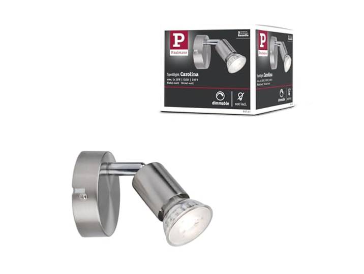 Paulmann 66743 Spotlight Carolina 1-flammig Spot ohne Leuchtmittel Deckenlampe max. 1x10 Watt Nickel matt Metall GU10 Deckenstrahler