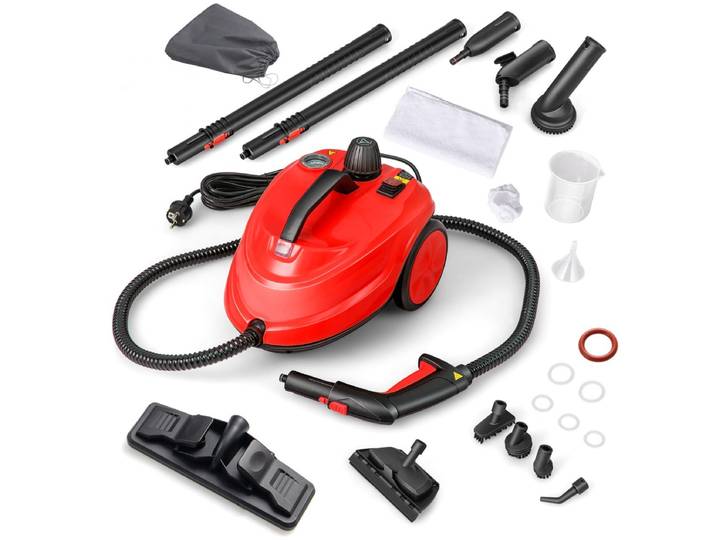 Draagbare Stoomreiniger 2000W Hogedruk-stoomreiniger met 15-delig Accessoire Veelzijdige Stoommop Rood