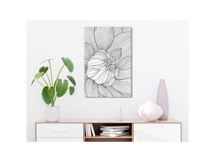 Tableau déco Flower Line Lin Gris 40 x 60cm