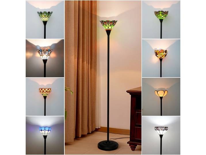 Torchiere lampadaire vitrail lampadaire industriel pôle Style Antique lampe d'angle sur pied pour salon