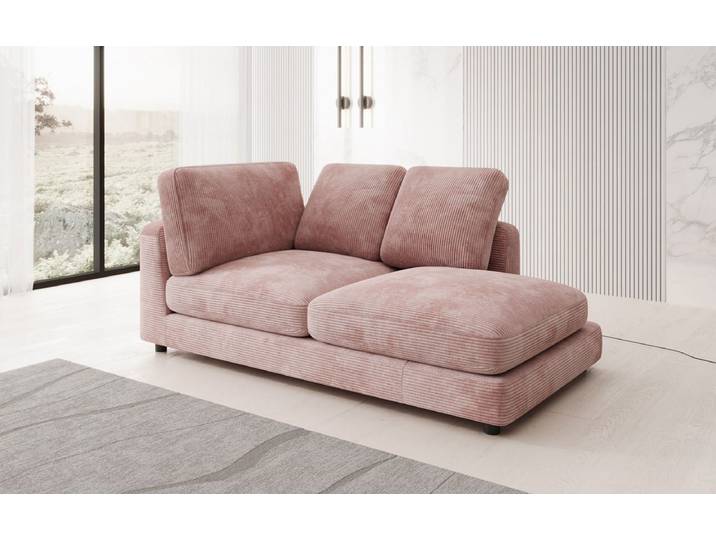Designer Chaise Longue-Sofa Thalessa in Cord - Rosé - Rechts - Luxusbetten24