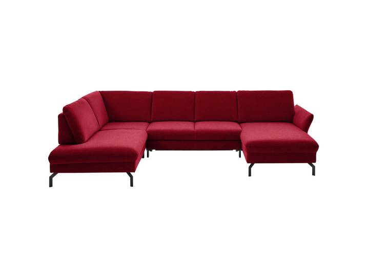 Beldomo System Wohnlandschaft, Rot, Metall, 5-Sitzer, U-Form, 335x220 cm, Goldenes M, Stoffauswahl, Sitzqualitäten, seitenverkehrt erhältlich, individuell planbar, Wohnzimmer, Sofas & Couches, Wohnlandschaften, Wohnlandschaft U-Form