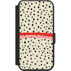 Nivocase Klapphülle für Apple iPhone 14 Pro Handyhülle aus Kunst Leder NIVOflip schwarz Kunst Punkte (Apple iPhone 14 Pro), Smartphone Hülle, Schwarz