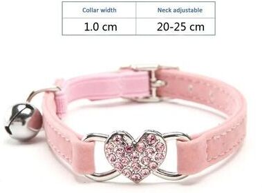 Uplift Essentials Elegant Rhinestone Heart Breakaway Cat Collar With Safety Bell pink