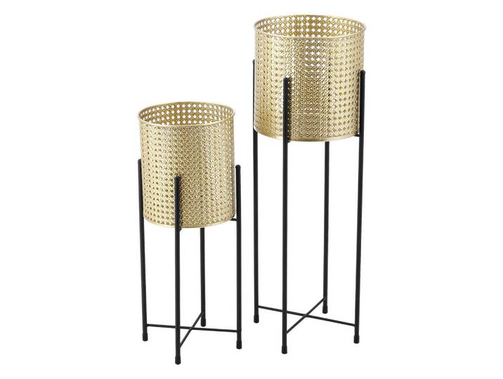 [en.casa] Pflanzenständer-Set 2 Tlg. Mol, Schwarz, Goldfarben, Metall, 24x70x24 cm, Dekoration, Blumen & Blumentöpfe, Übertöpfe