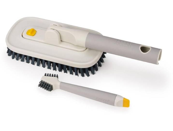 Reinigungsbürsten-Set JOSEPH JOSEPH CleanTech 2-teilig , weiss (stone gray), B:10cm H:31cm L:7cm, Gummi, Polypropylen, Reinigungsbürsten, Reinigungsbürsten-Set