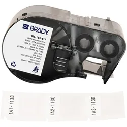 Brady, Etikettenrolle, M4-143-417, selbstlaminierendes Vinyl, Weiss/Transparent, 25.40 x 12.70(31.75) mm, permanent (70 mm)