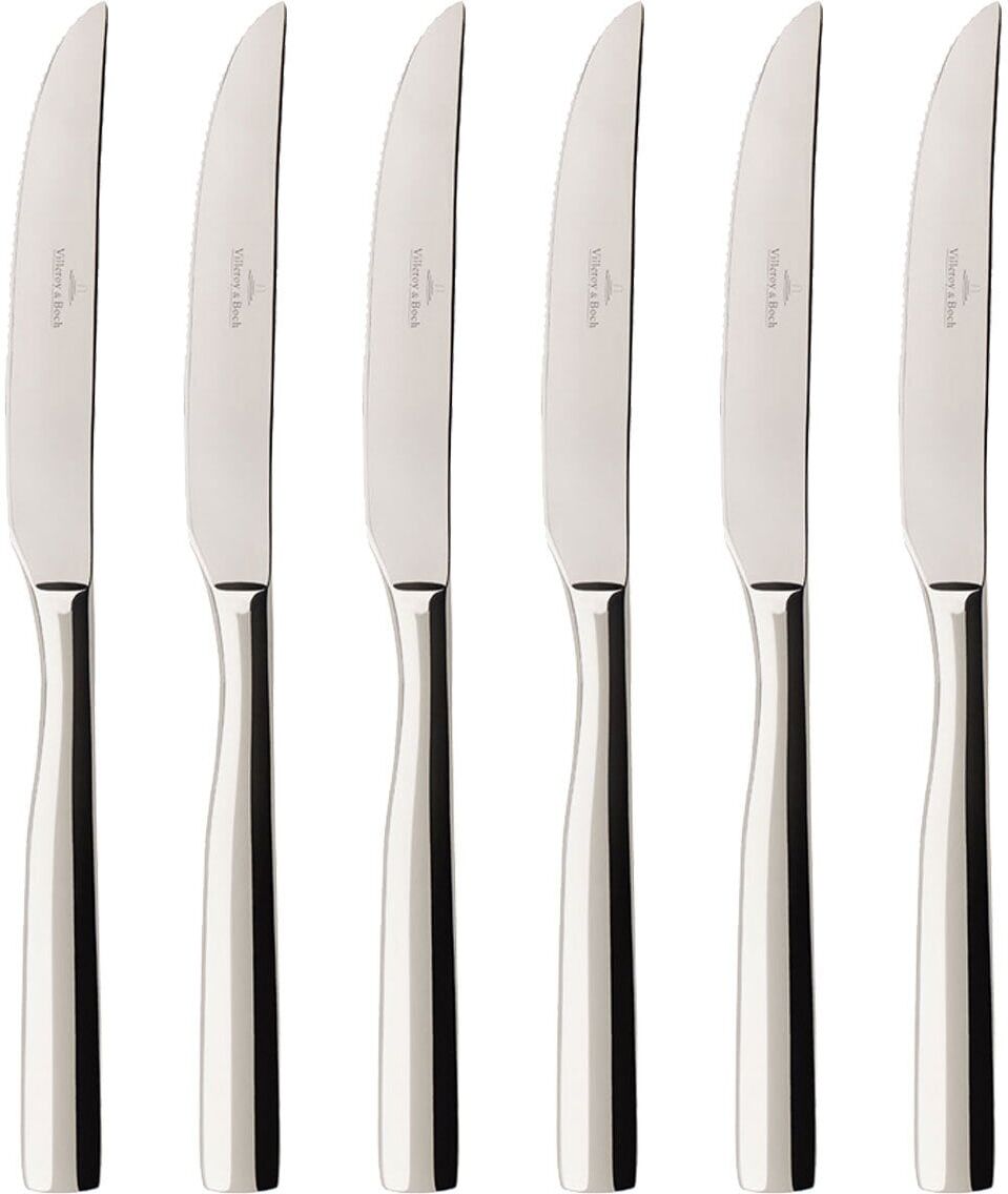Besteck-Set VILLEROY & BOCH "Pizza-& Steakmesser Piemont 6er Set silber", silber, Essbesteck-Sets