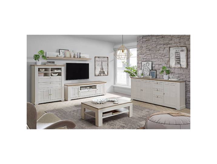 Meuble TV I Panneau aggloméré plaxé Blanc 205 x 59 x 55cm