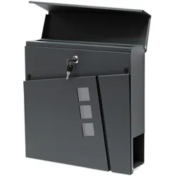 Wiltec, Briefkasten, Briefkasten V24 Anthrazit 370x105x370mm Schloss Zeitung pulverbeschichtet (37 x 10.50 x 37 cm)
