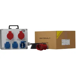 Doktorvolt Stromverteiler 2x16A 3x230V Mennekes Steckdosen mit Kabel und Stecker FRED Baustromverteiler DV-6671-D