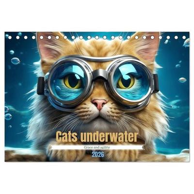 Cats underwater (Desk Calendar 2026 DIN A5 landscape), CALVENDO 12 Month DeskCalendar