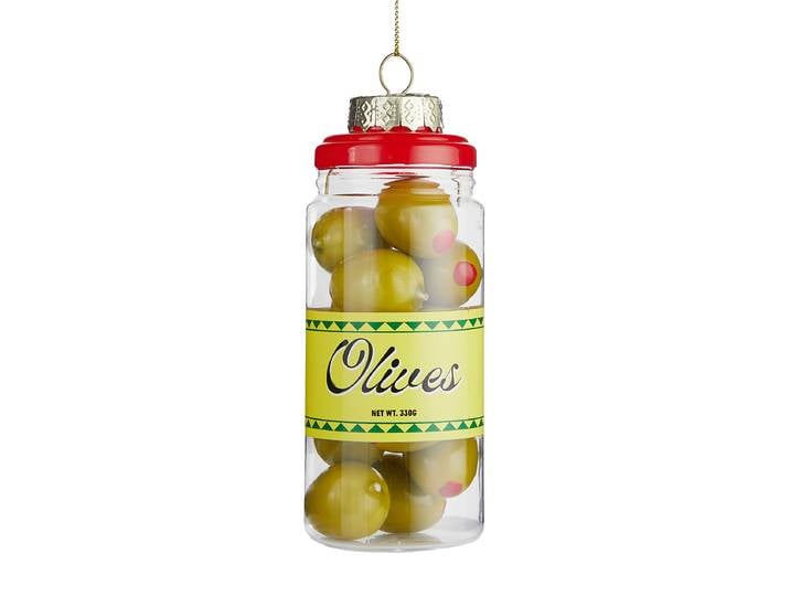 Ornement Olives dans un Verre 5 x 12 x 5cm Vert/Vert