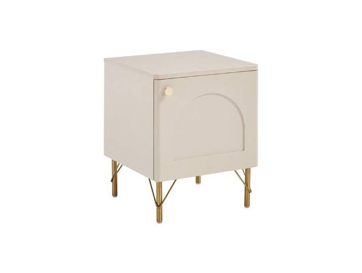 Table de chevet côté gauche 1 porte – Beige et doré - ALOBARA