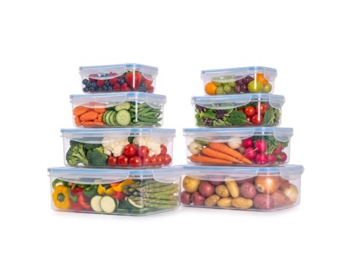 Relaxdays Boîtes de conservation hermétiques\, lot de 8\, transparentes lavable au lave-vaisselle\, en plastique\, boîte de conservation