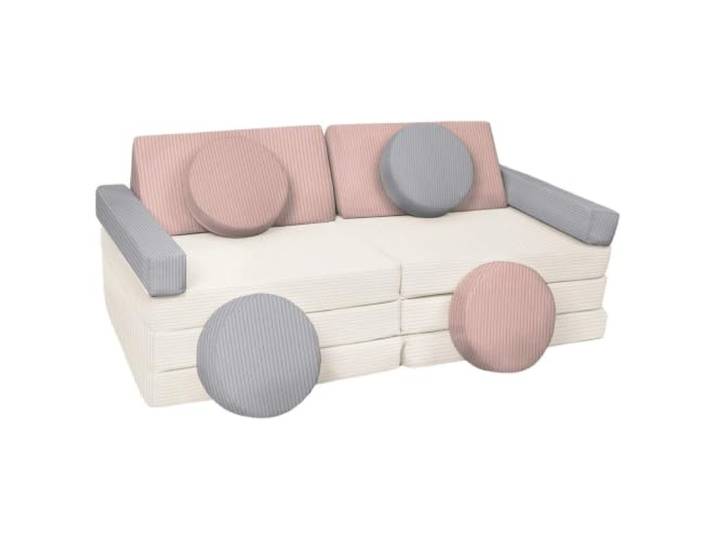 Velinda Modulares Kindersofa, Schaumstoffblöcke mit Rüschen in Creme Velinda - ref. 5903163144589 - 5903163144589 - Grau