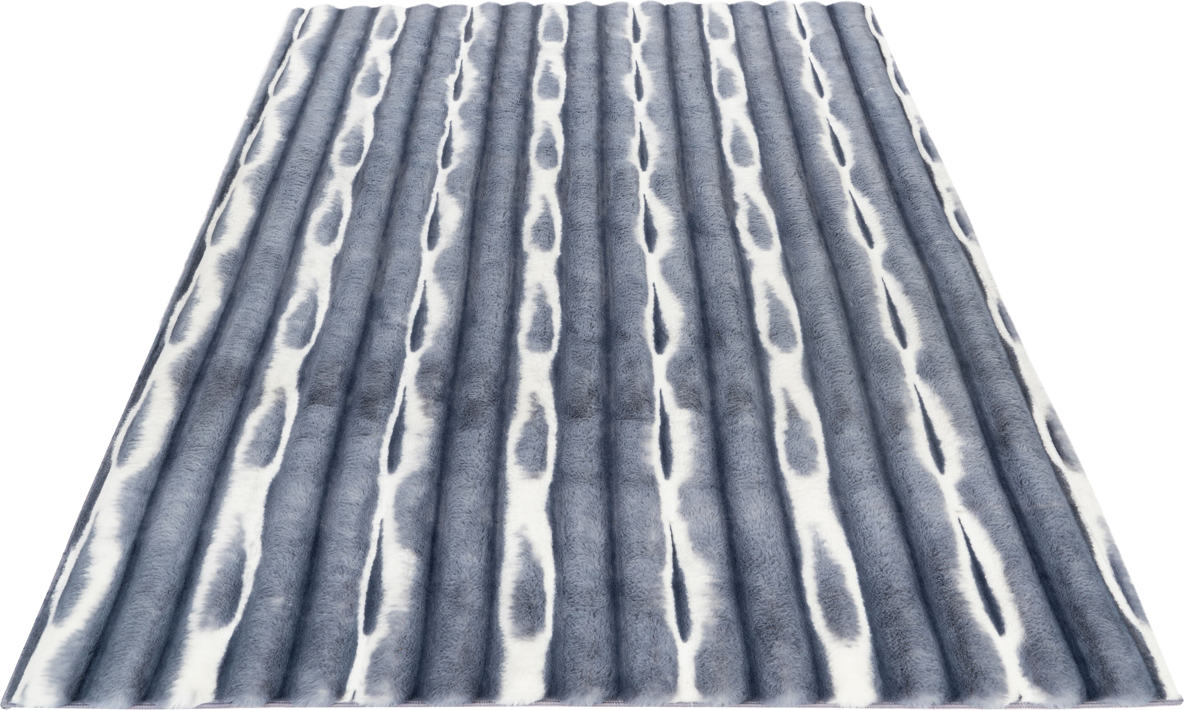 Obsession "My Waves 305" rechteckig 22 mm Höhe Uni Farben, Hoch-Tief Effekt, besonder weich, Wohnzimmer blau B : 120cm 1 Stk., 22mm, L: 170cm