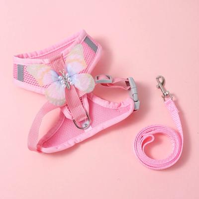 Inspire Essentials Butterfly Breeze Cat Harness And Leash Set pink m