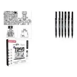 Uni-ball, Schreibstifte, Fineliner PIN TOKYO, 6er Kreativset wasserbeständige, pigmentierte Tinte, metallgefasste (6x)