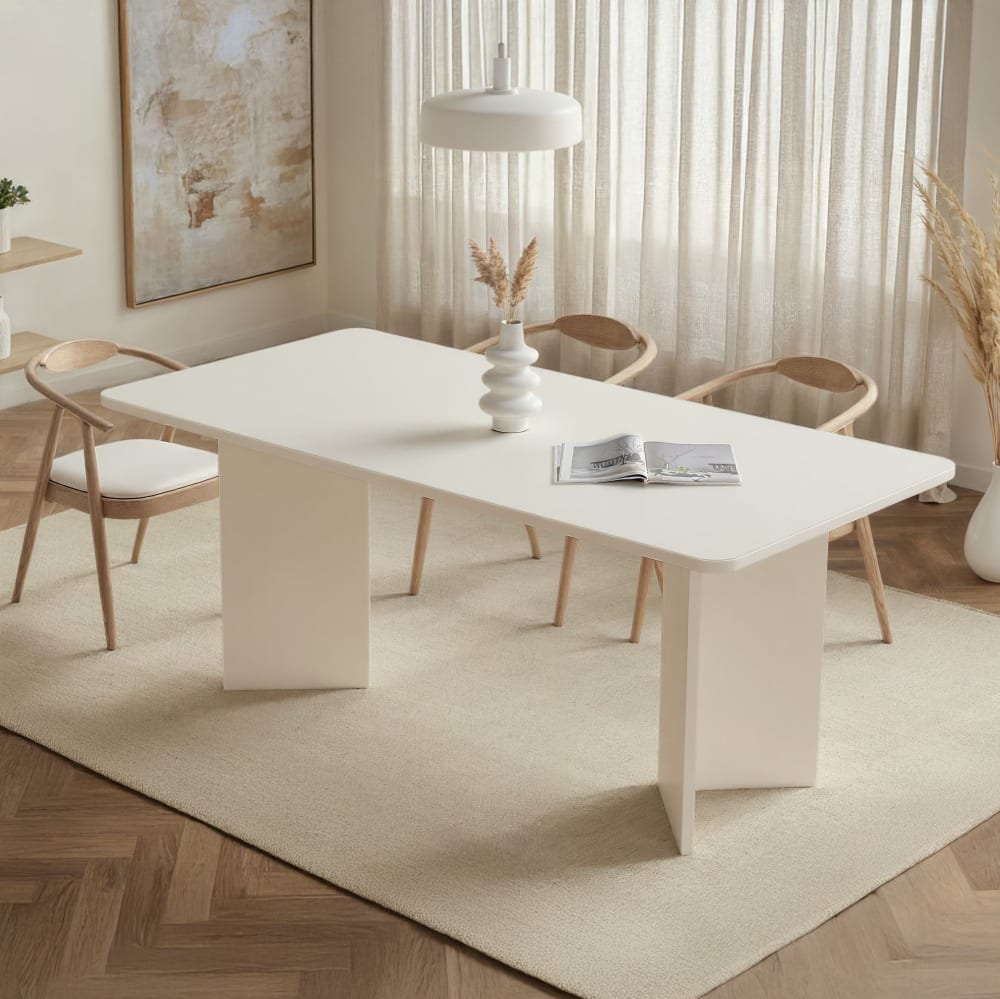 Habitat & Jardin Table repas en bois blanc 180 x 90 x 75 cm Blanc 180x75x90cm