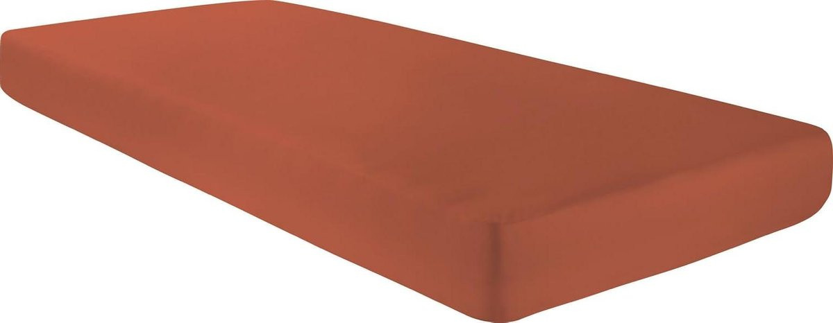 Merkloos Flanellen Hoeslaken Terracotta 90x200 cm