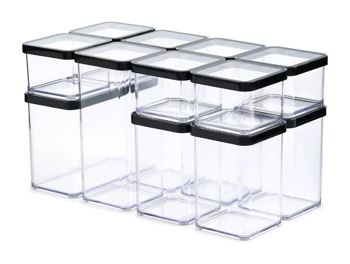 Vorratsdose ROTHO Set Premium 12 tlg. Loft 12 l , schwarz, B:6cm H:2cm L:6cm, Kunststoff, Lebensmittelaufbewahrungsbehälter, Vorratsdose