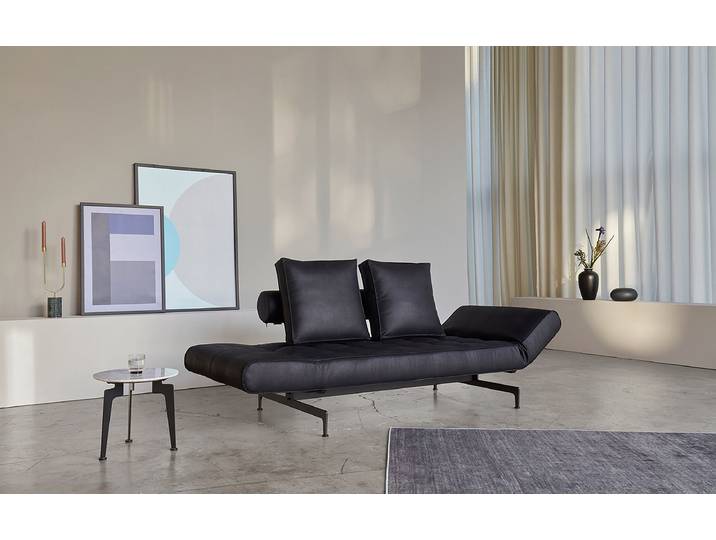 Schlafsofa Laser Legs Webstoff Schwarz Microfaser Faunal 178 x 83 x 93cm mit Schlaffunktion Modern