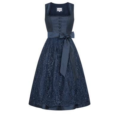 Dirndl NÜBLER "Midi Dirndl Kerala", Damen, Gr. 36, EURO, blau, Obermaterial: 100% Polyester PES., Kleider, Topseller