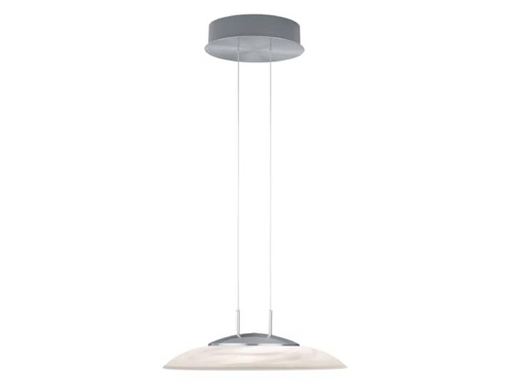 HELL höllisch gutes Licht LED-Pendelleuchte - Nickel matt - Weiß - 42 x 150 cm - Glas - Metall - 1-flammig - höhenverstellbar