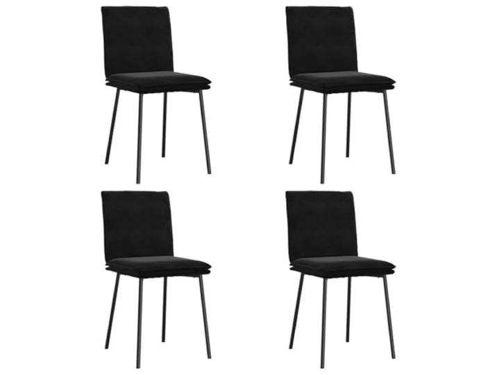 Coespram Esszimmerstühle 4er Set Polsterstuhl mit Samtbezug Schwarz Elegantes 4er Stuhlset aus weichem Samt und Metallbeinen für Esszimmer, Wohnzimmer oder Gästezimmer.
