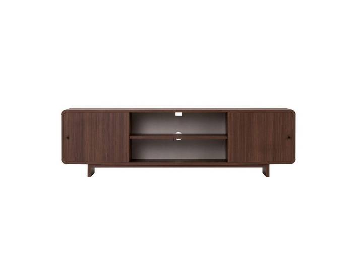 Calicosy Tv-Möbel mit 2 Türen, 2 Fächern und abgerundeten Kanten 34/52/180 cm, Naturfarben, 34x52x26 cm, Wohnzimmer, TV Möbel, TV-Ständer
